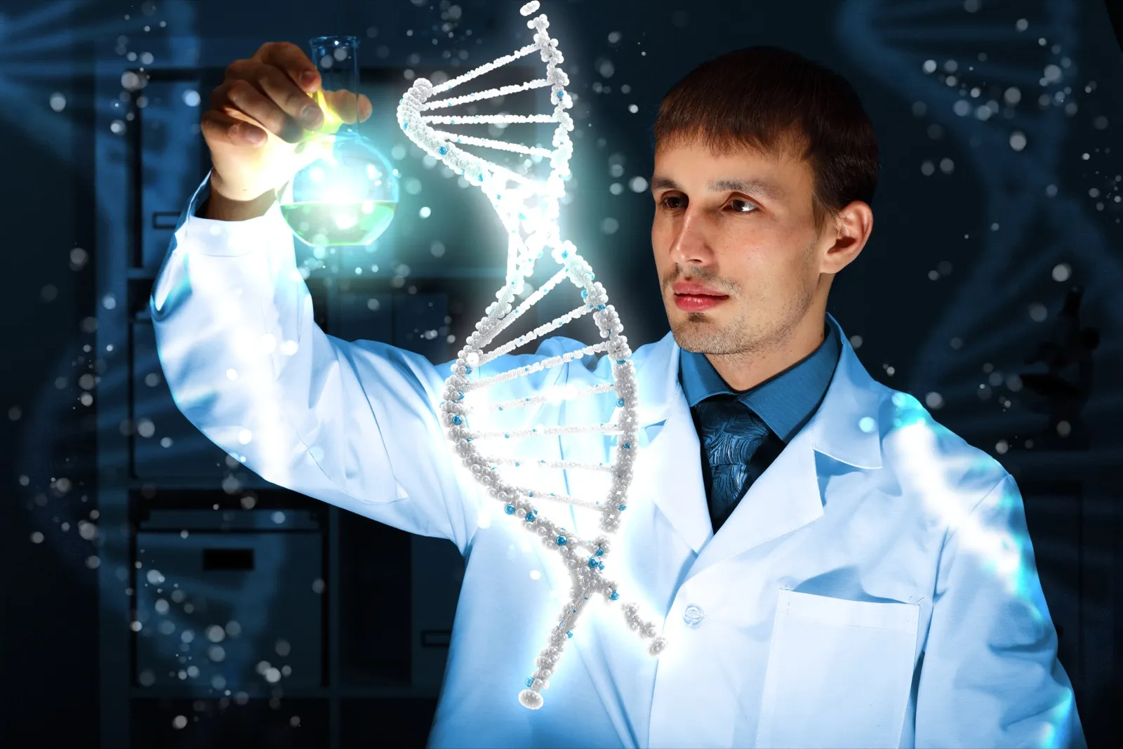 Scientist examining DNA and epigenetic data